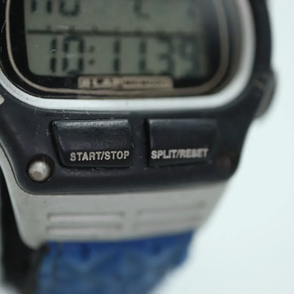 Vintage Timex Ironman Triathlon 38mm Digital Watch Black Blue w New Battery